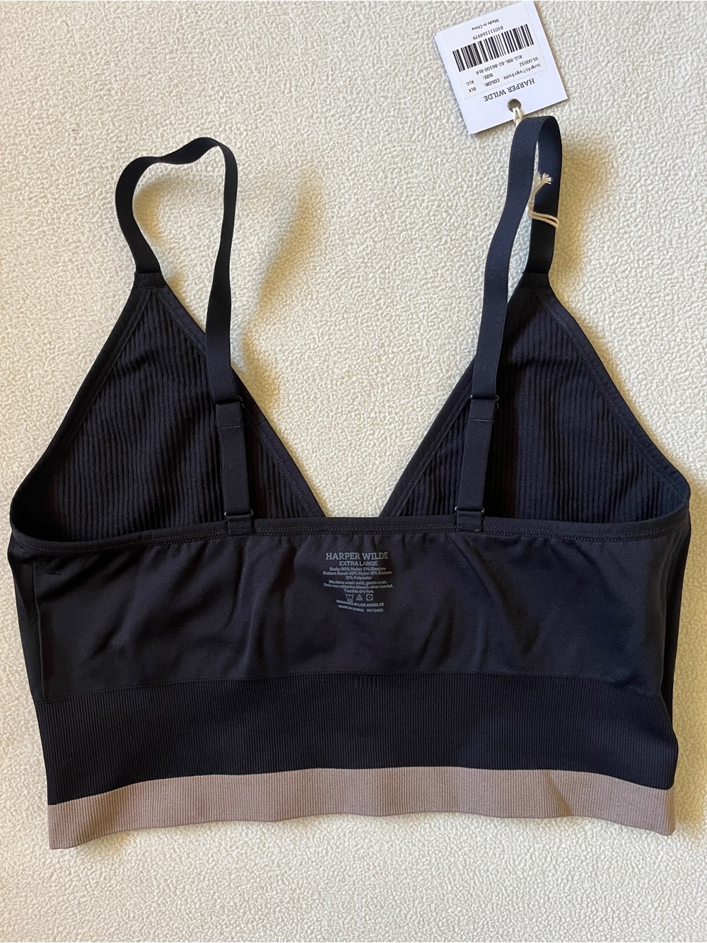 Harper Wilde Lounge Rib Triangle Bralette Black Everyday Seamless Comfortable XL - Picture 8 of 12